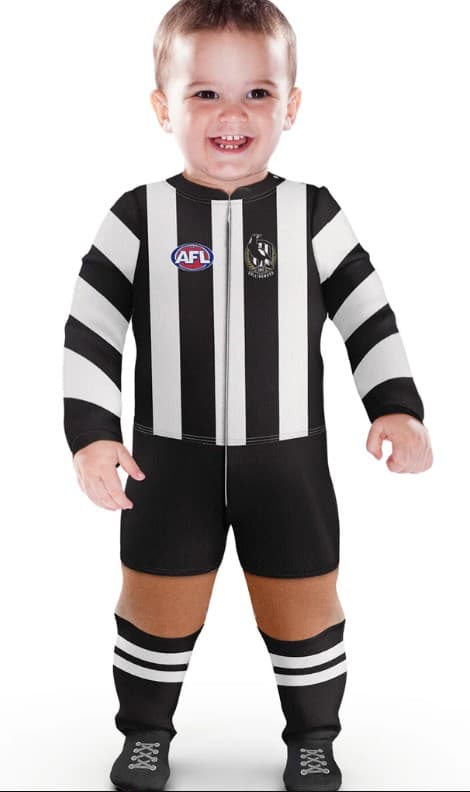 Collingwood Magpies 2024 AFL Infant Zip Footysuit