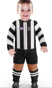 Collingwood Magpies 2024 AFL Infant Zip Footysuit