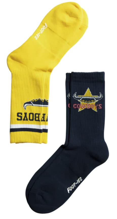 North Queensland Cowboys NRL Adults Sports Crew Socks 2 Pack