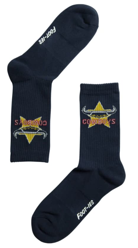 North Queensland Cowboys NRL Adults Sports Crew Socks 2 Pack
