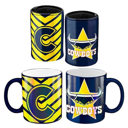 North Queensland Cowboys NRL Metallic Can Cooler and Mug Pack