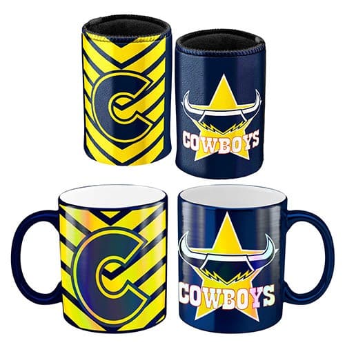 North Queensland Cowboys NRL Metallic Can Cooler and Mug Pack