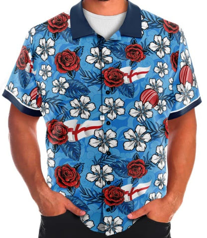 England Cricket 'Rosey' Mens Hawaiian Shirt