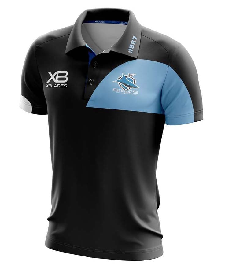 Cronulla Sharks NRL Black Media Polo Shirt