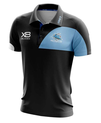 Cronulla Sharks NRL Black Media Polo Shirt