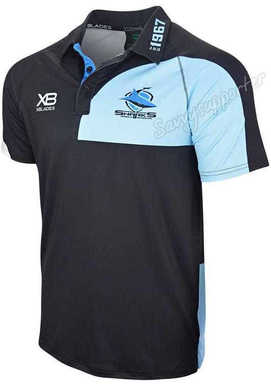 Cronulla Sharks NRL Black Media Polo Shirt