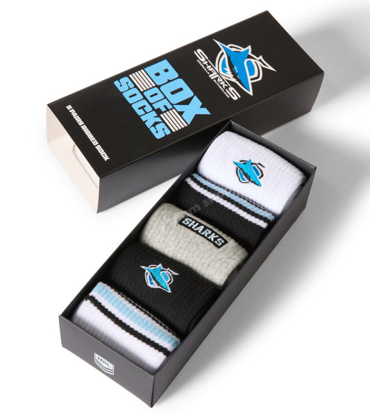 Cronulla Sharks 2026 NRL Adults Everyday Box of Socks (5 Pairs)