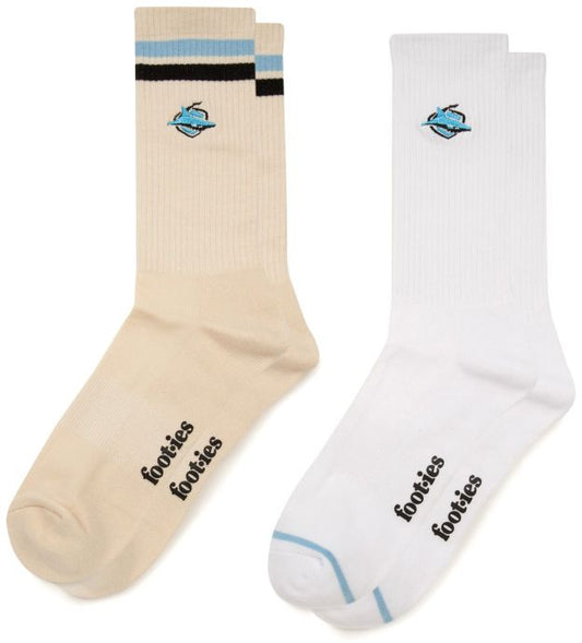 Cronulla Sharks 2026 NRL Mens Sneaker Sock 2 Pack Giftbox (Size M-L)