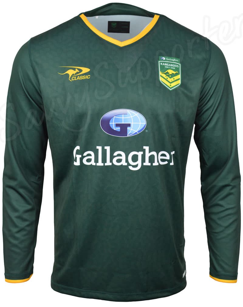Australian Kangaroos 2024 NRL Mens Long Sleeve Training Shirt