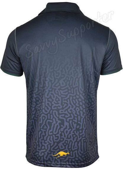 Australian Kangaroos 2024 NRL Mens Grey Media Polo Shirt
