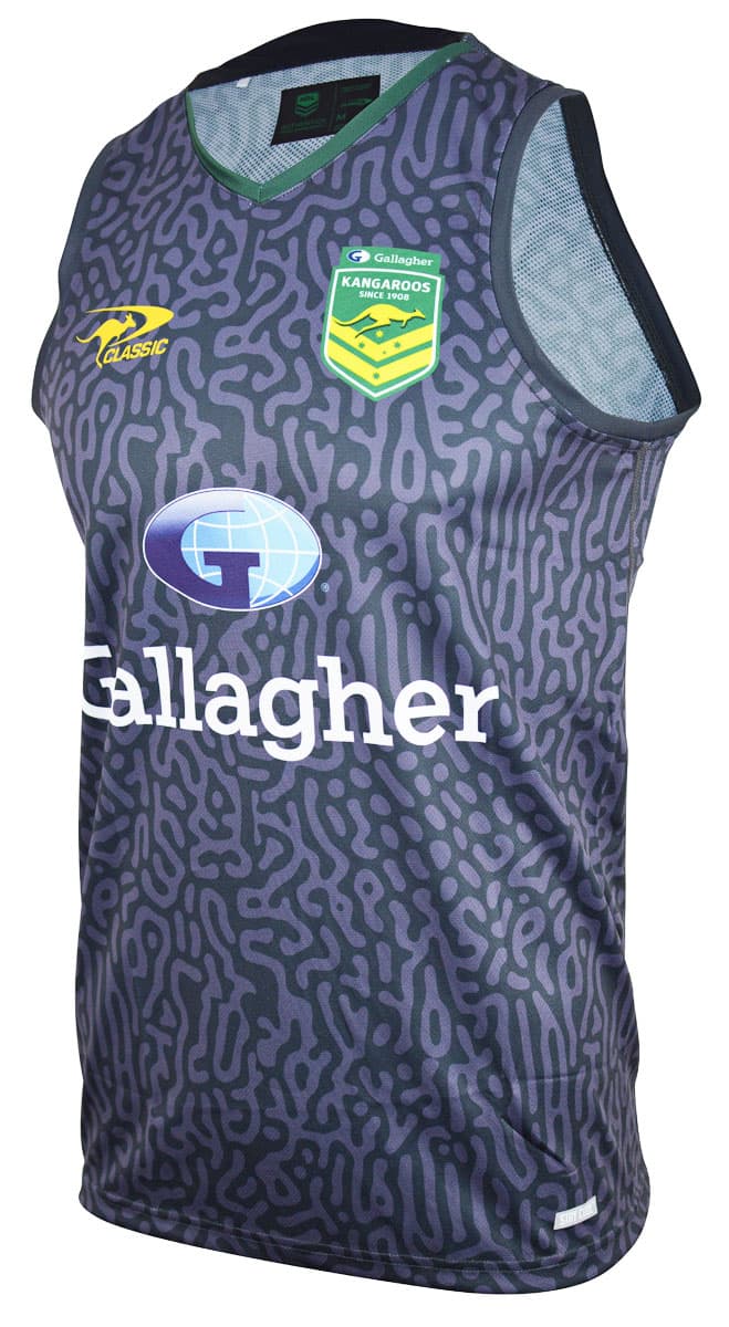 Australian Kangaroos 2024 NRL Mens Grey Training Singlet