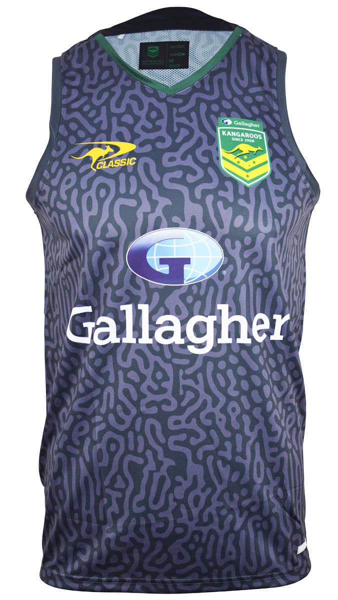 Australian Kangaroos 2024 NRL Mens Grey Training Singlet