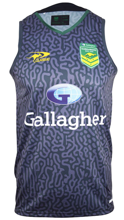 Australian Kangaroos 2024 NRL Mens Grey Training Singlet