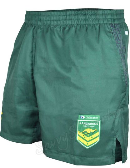 Australian Kangaroos 2024 NRL Mens Green Gym Shorts