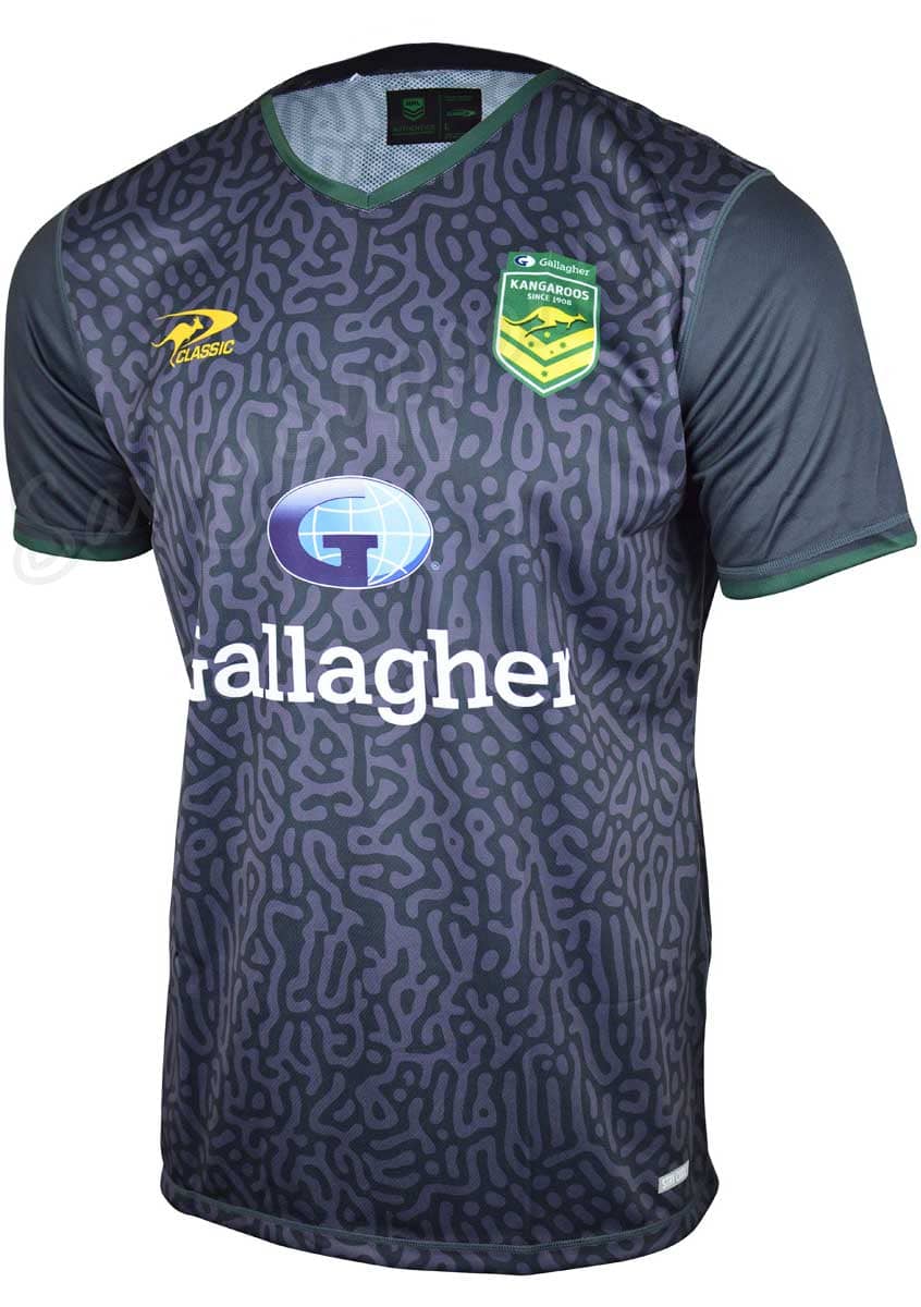 Australian Kangaroos 2024 NRL Mens Grey Training Shirt