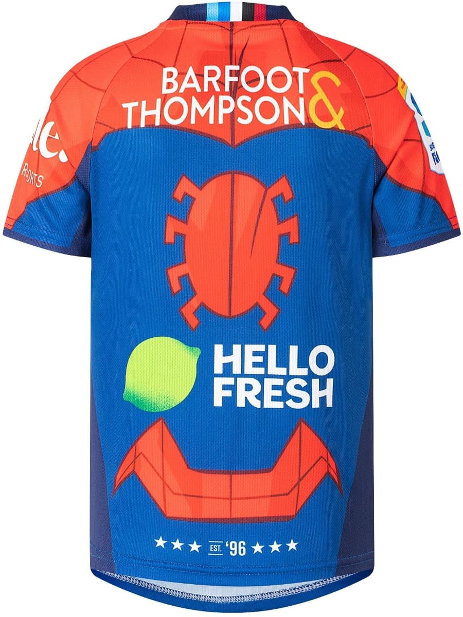 Auckland Blues 2025 Rugby Union Toddler Spiderman Marvel Jersey & Short Set