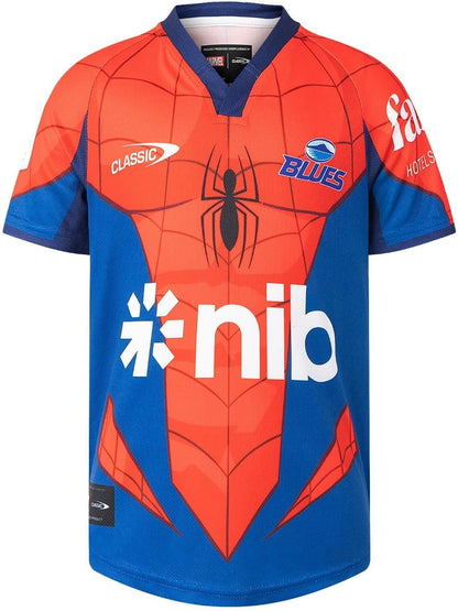 Auckland Blues 2025 Rugby Union Toddler Spiderman Marvel Jersey & Short Set