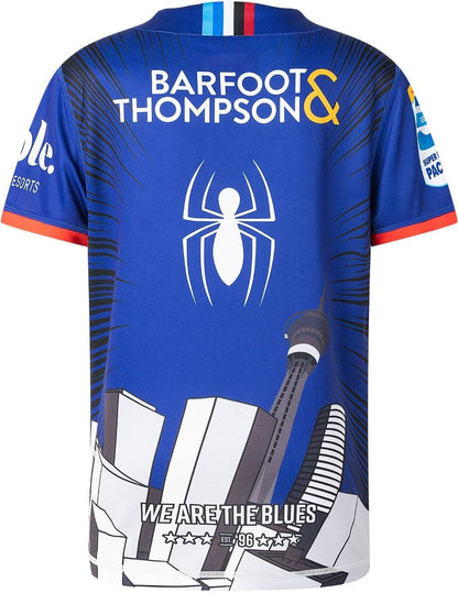 Auckland Blues 2025 Rugby Union Mens Spiderman Warm Up Tee