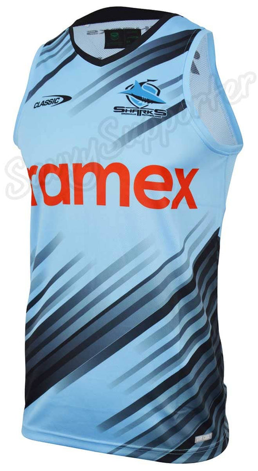 Cronulla Sharks 2024 NRL Mens Sky Training Singlet