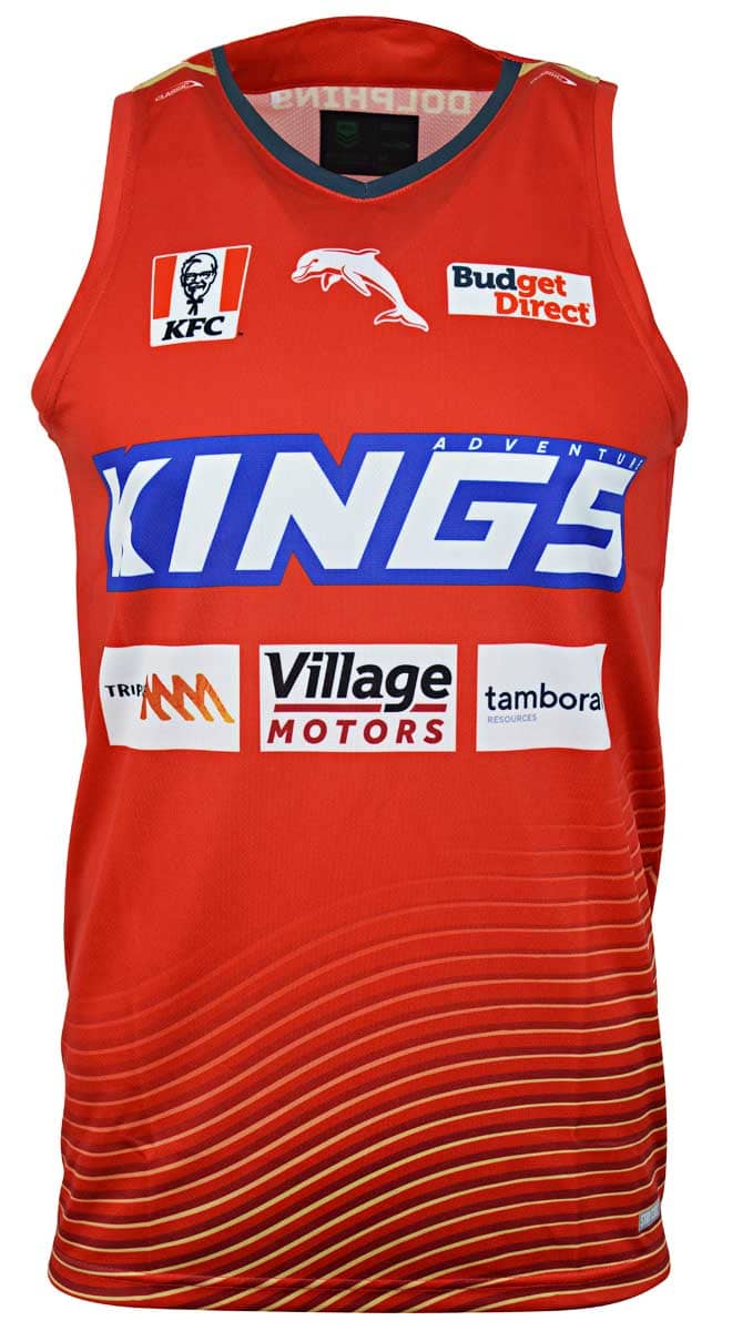 Redcliffe Dolphins 2024 NRL Mens Red Training Singlet