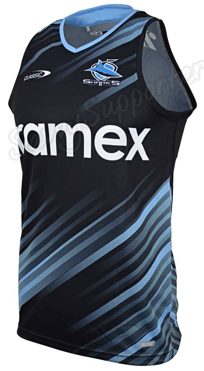 Cronulla Sharks 2024 NRL Mens Black Training Singlet