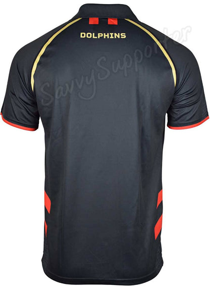 Redcliffe Dolphins 2023 NRL Mens Black Media Polo Shirt