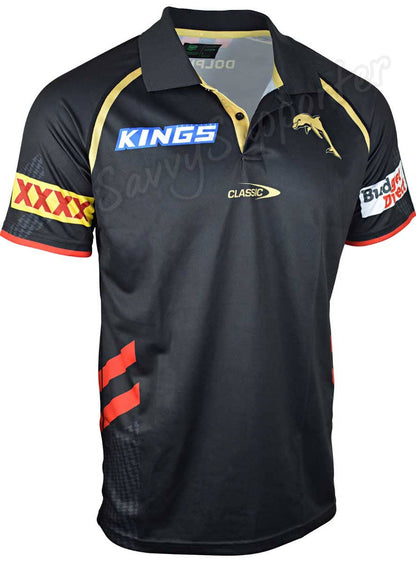 Redcliffe Dolphins 2023 NRL Mens Black Media Polo Shirt