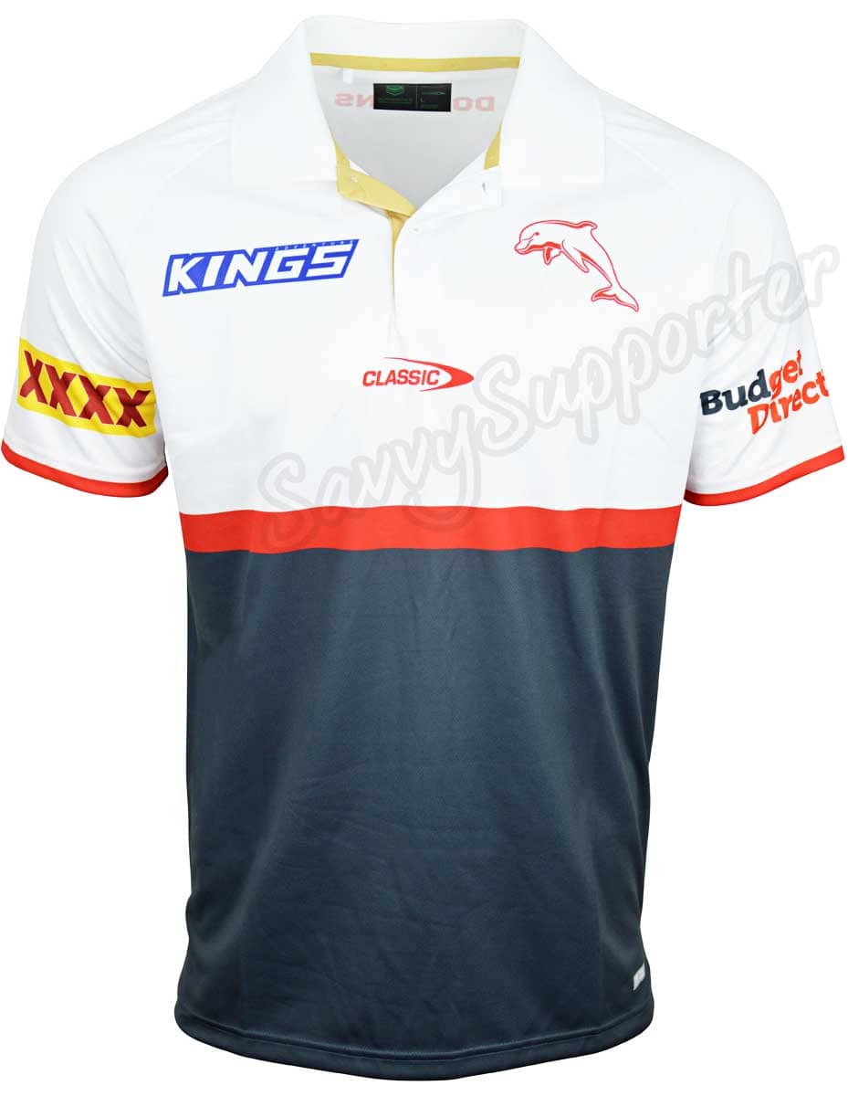Redcliffe Dolphins 2024 NRL Mens White Media Polo Shirt