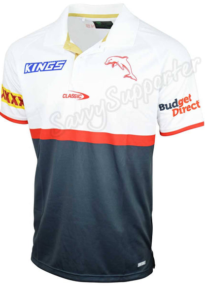 Redcliffe Dolphins 2024 NRL Mens White Media Polo Shirt