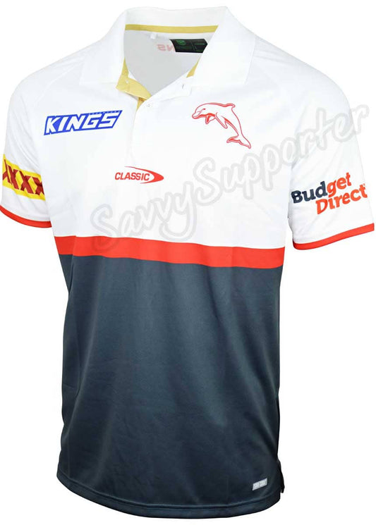Redcliffe Dolphins 2024 NRL Mens White Media Polo Shirt
