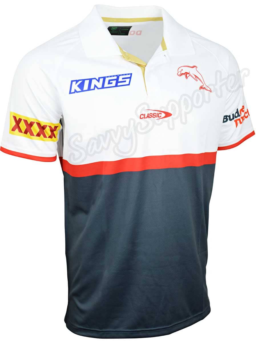 Redcliffe Dolphins 2024 NRL Mens White Media Polo Shirt