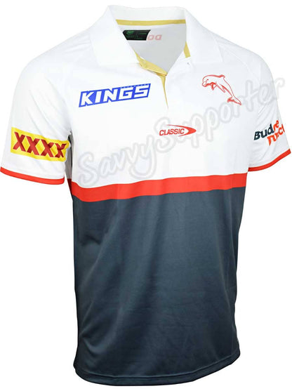 Redcliffe Dolphins 2024 NRL Mens White Media Polo Shirt