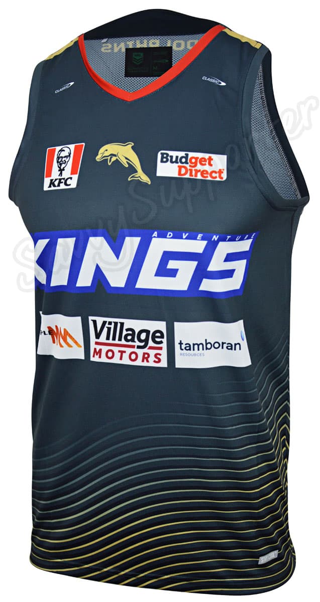 Redcliffe Dolphins 2024 NRL Mens Charcoal Training Singlet