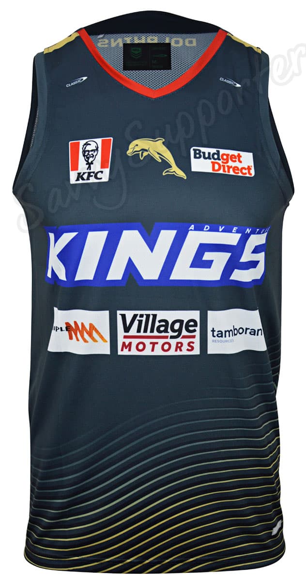 Redcliffe Dolphins 2024 NRL Mens Charcoal Training Singlet
