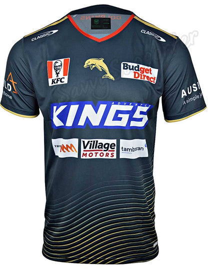 Redcliffe Dolphins 2024 NRL Mens Charcoal Training Shirt