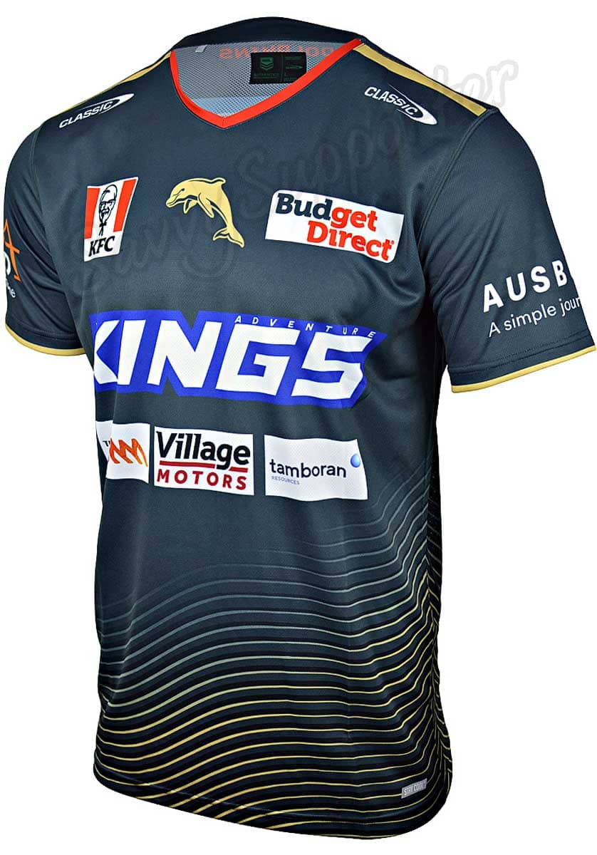 Redcliffe Dolphins 2024 NRL Mens Charcoal Training Shirt