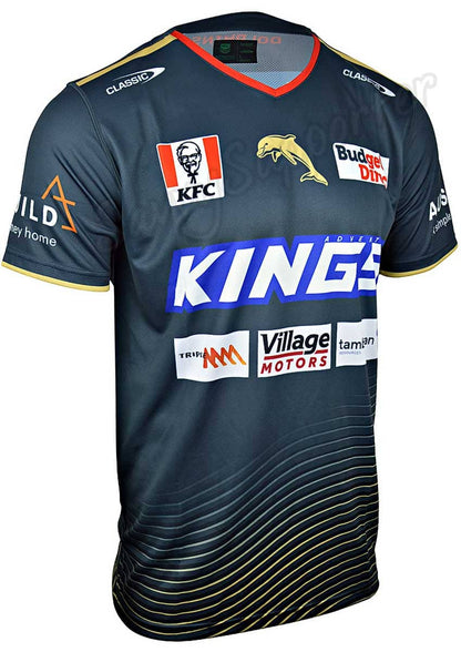 Redcliffe Dolphins 2024 NRL Mens Charcoal Training Shirt