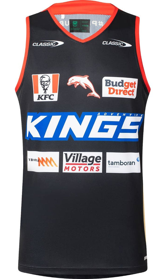 Redcliffe Dolphins 2025 NRL Mens Black Training Singlet