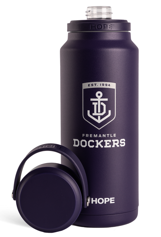 Fremantle Dockers 2026 AFL Adults Purple Insulated Stainless 1 Litre Stainless Steel Drink Bottle