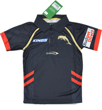Redcliffe Dolphins 2023 NRL Kids Black Players Polo Shirt