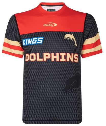Redcliffe Dolphins 2023 NRL Mens Black Warm Up Tee