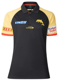 Dolphins 2025 NRL Ladies Black Players Polo Shirt