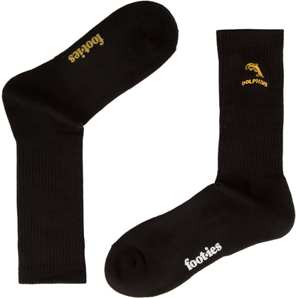 Dolphins 2026 NRL Mens Black Sneaker Sock 2 Pack Size 8-13 Mens