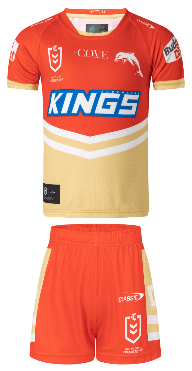 Redcliffe Dolphins 2023 NRL Toddler Home Jersey + Shorts