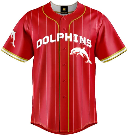 Redcliffe Dolphins NRL Mens Slugger Baseball Shirt