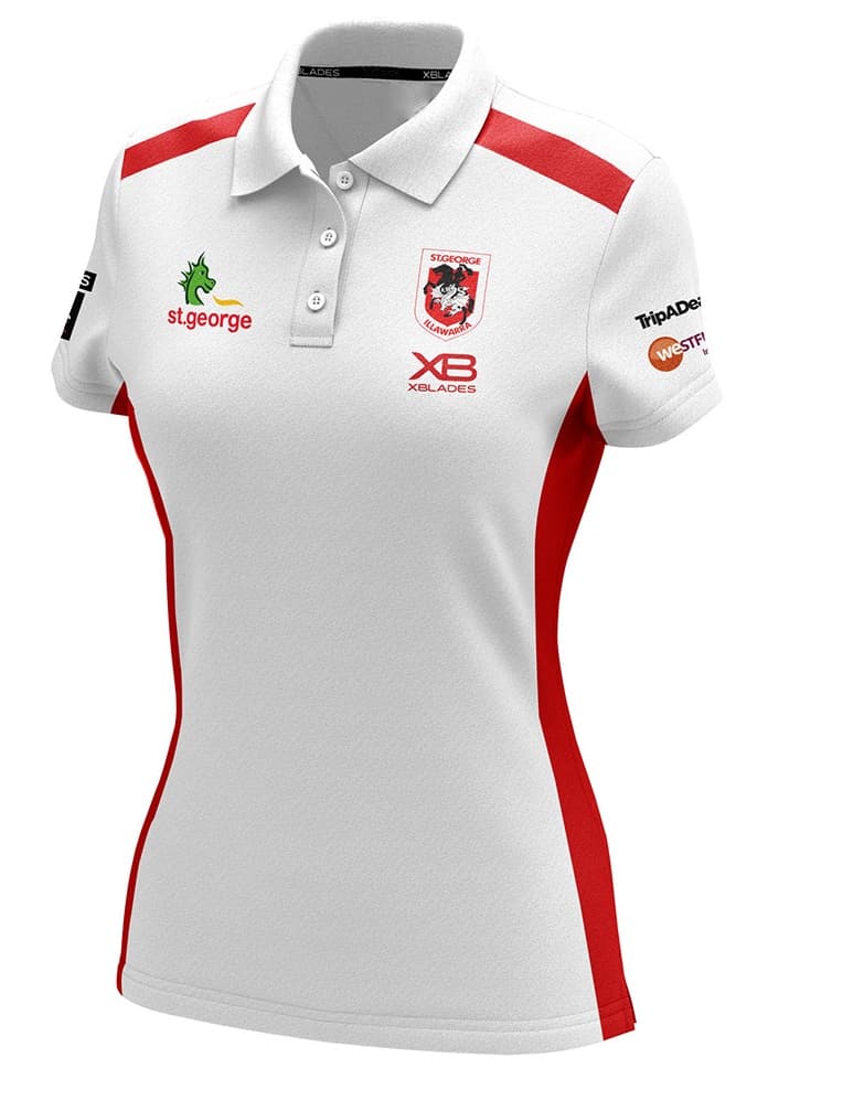 St George Dragons NRL White Ladies Media Polo Shirt