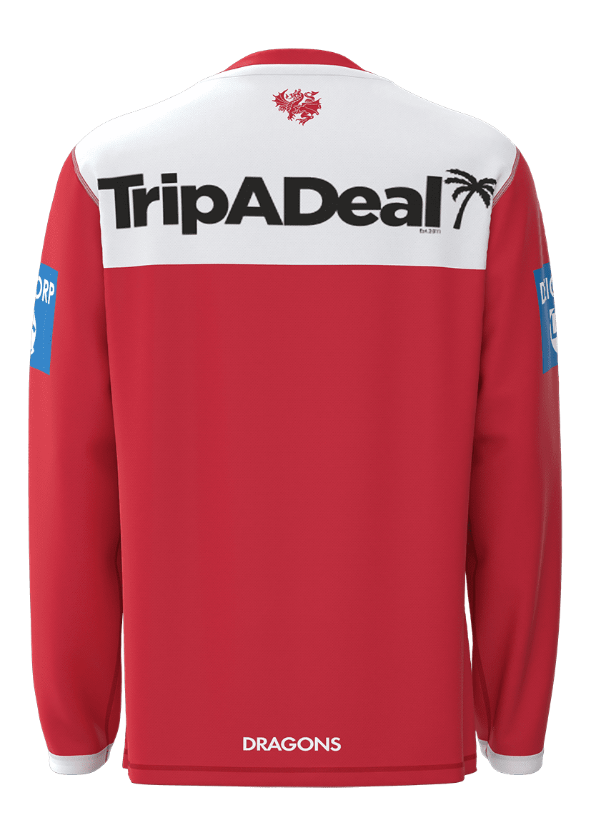 St George Dragons 2023 NRL Mens Red Long Sleeve Training Shirt
