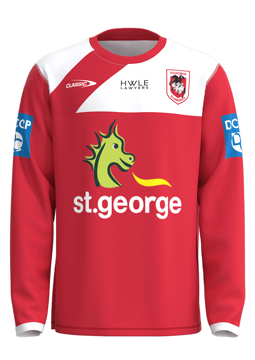 St George Dragons 2023 NRL Mens Red Long Sleeve Training Shirt
