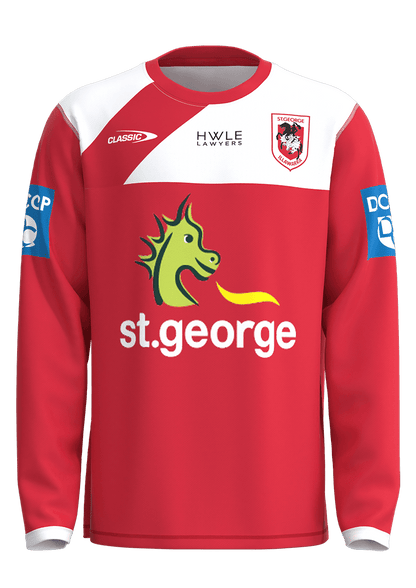 St George Dragons 2023 NRL Mens Red Long Sleeve Training Shirt