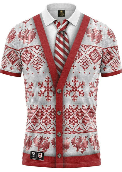St George Dragons White Xmas Polo Shirt